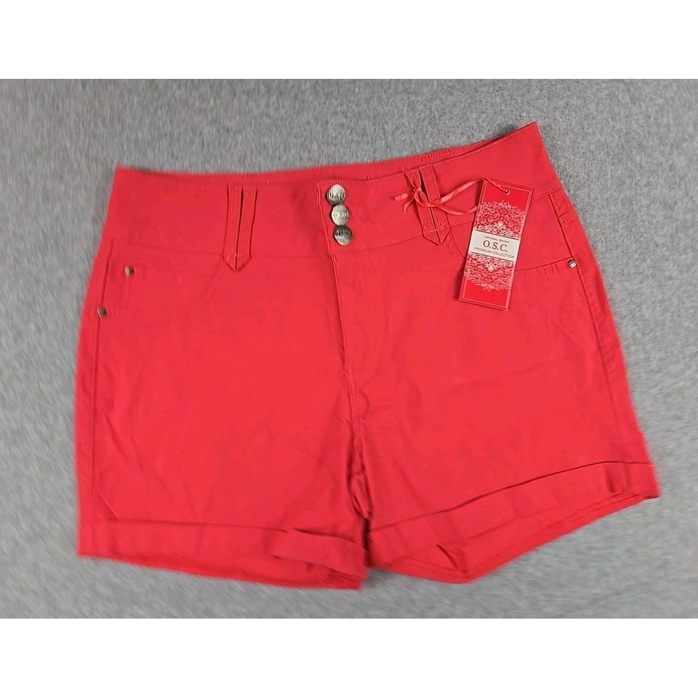 OSC Jean Shorts Womens Size 22 Stretch 3 Button Cuffed Coral Pink NWT